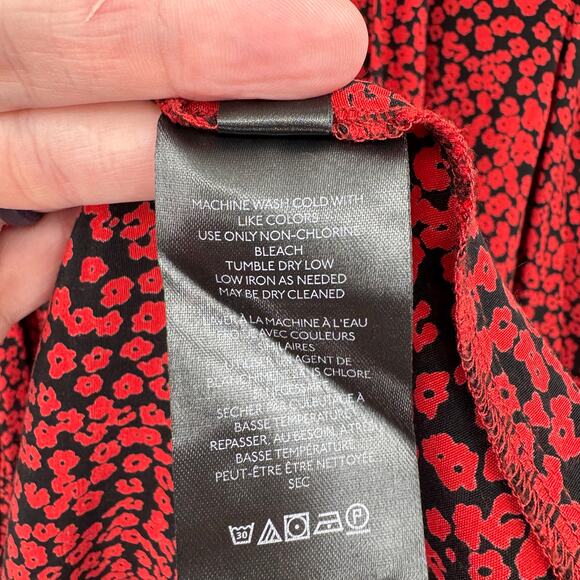 Free People Kinsley Red & Black Floral Print V-neck Long Sleeve Mini Wrap Dress - Picture 15 of 15